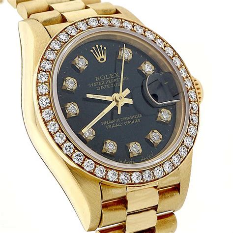 black and gold women's rolex|18k gold rolex with diamonds.